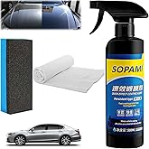 Sopami Car Coating Spray,Sopami Quick Effect Coating Agent,Sopami Quickly Coat Car Wax,Sopami Car Scratch Wax Polish Spray Waterless Wash,Sopami Oil Film Emulsion Glass Cleaner (1PC+Sponge+Cloth)