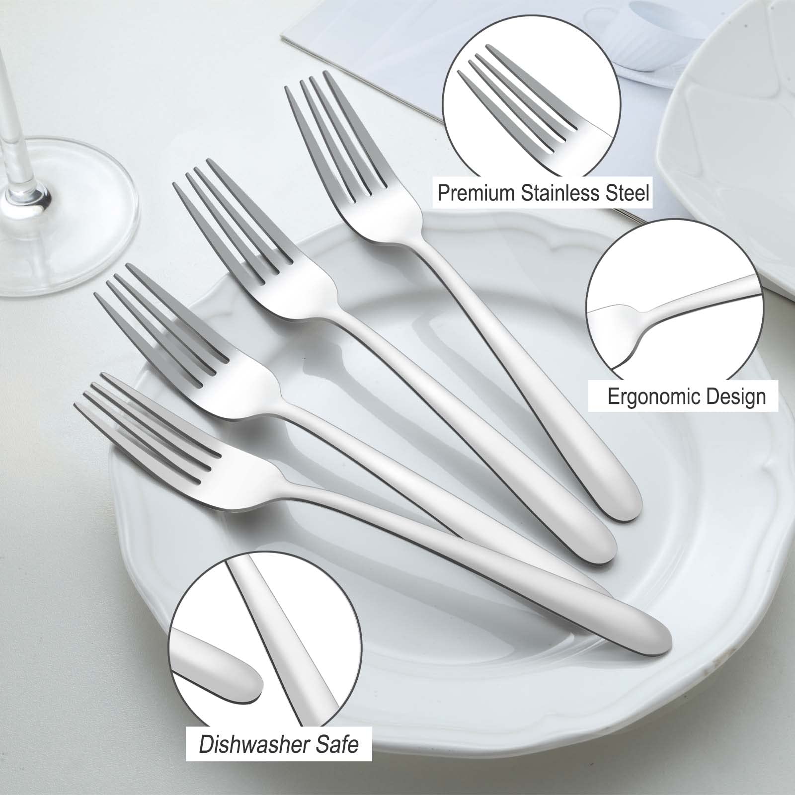 Pleafind 36-Piece Dinner Forks Set (8 inch), Stainless Steel Forks Silverware, Mirror Polished Fork Set, Small Forks for Home, Kitchen, Restaurant, Dishwasher Safe