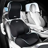 FLORICH Car Seat Cushion & Lumbar Support Pillow & Car Neck Pillow for Driver Car Office Chair, Ergonomic Memory Foam Car Cushion & Back Support Pillow for Sciatica Pain Relief - Black
