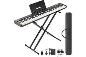 JoanKaren 88-Key Weighted Digital Piano, Full-Size Portable Electric Keyboard with Stand, Power Adapter, Headphones, Sustain 