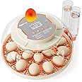 18 Egg Incubator, Humidity and Hatch Day Display, Adjustable Turning Time, Egg Candler, 2 Size Egg Trays, Automatic External Water Bottle Refill, Air Vent, Hatching Chicken Quail Duck Turkey Goose