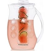OVENTE Fruit Infusion Water Pitcher 2.5L/85Oz with Removable Lid and Infuser Rod, BPA-Free, Shatterproof Acrylic Beverage Jug for Flavor-Infused Drinks, Lemonade, Juice and Iced Tea, Clear PIA0852C