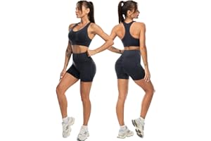 SALSPOR Workout Sets for Women 2 Piece - Seamless Yoga Outfits Shorts and Padded Sports Bra Gym Athletic Clothing Set