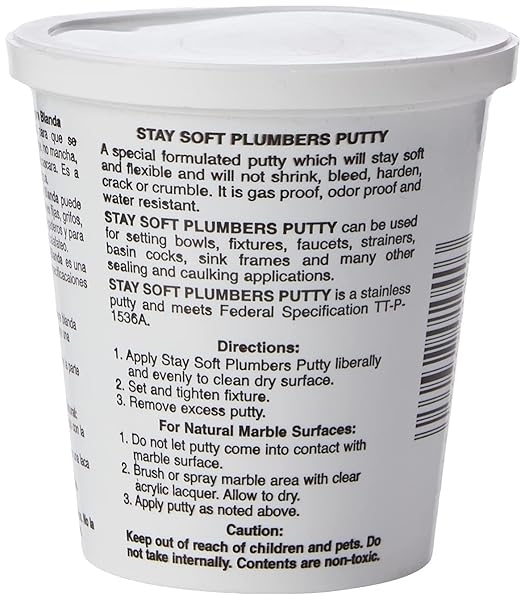 BLACK SWAN 01040 STAY SOFT PLUMBERS PUTTY, 14 OZ WHITE – MOLDING & CRACK-RESISTANT, IDEAL FOR SINK DRAIN, FAUCETS & FIXTURES, STRETCHABLE PLUMBER PUTTY
