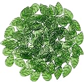 DELORIGIN 120PCS Green Leaf Glass Beads Translucent Crystal Bead Bulk Glass Spacer Beads Green Leaves Bead Charms for Jewelry Making Bracelets Necklace DIY Crafts Accessories