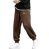 PLEPAN Mens Spring Corduroy Pants Casual Cargo Joggers Tapered Baggy Sweatpants Drawstring Elastic Waist Pants with Pockets