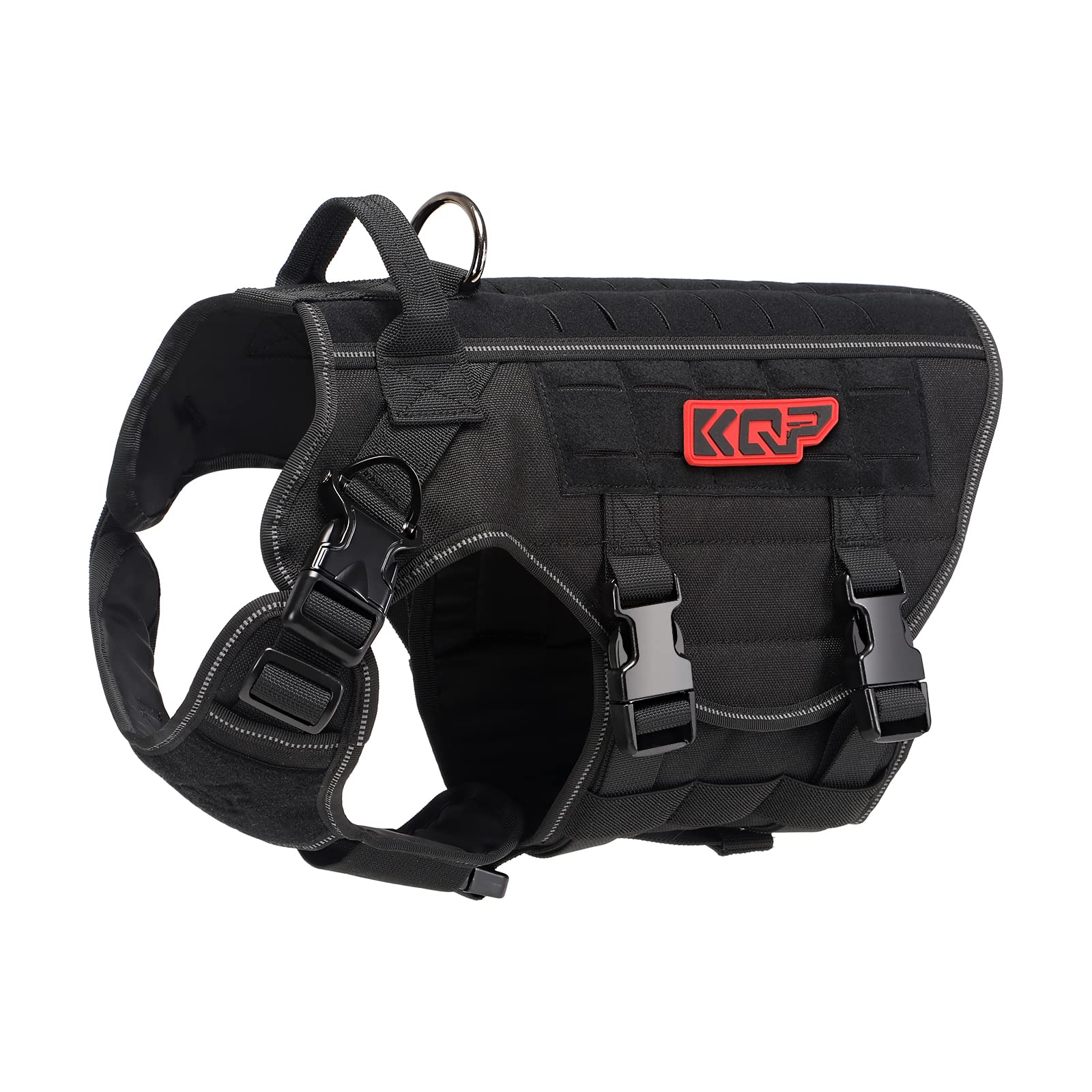Tactical Dog Harness, No Pull Dog Harness, Military Dog Vest with Adjustable Metal Clips, Reflective Dog Harness for Large Medium Small Dogs, Service Dog Walking Training