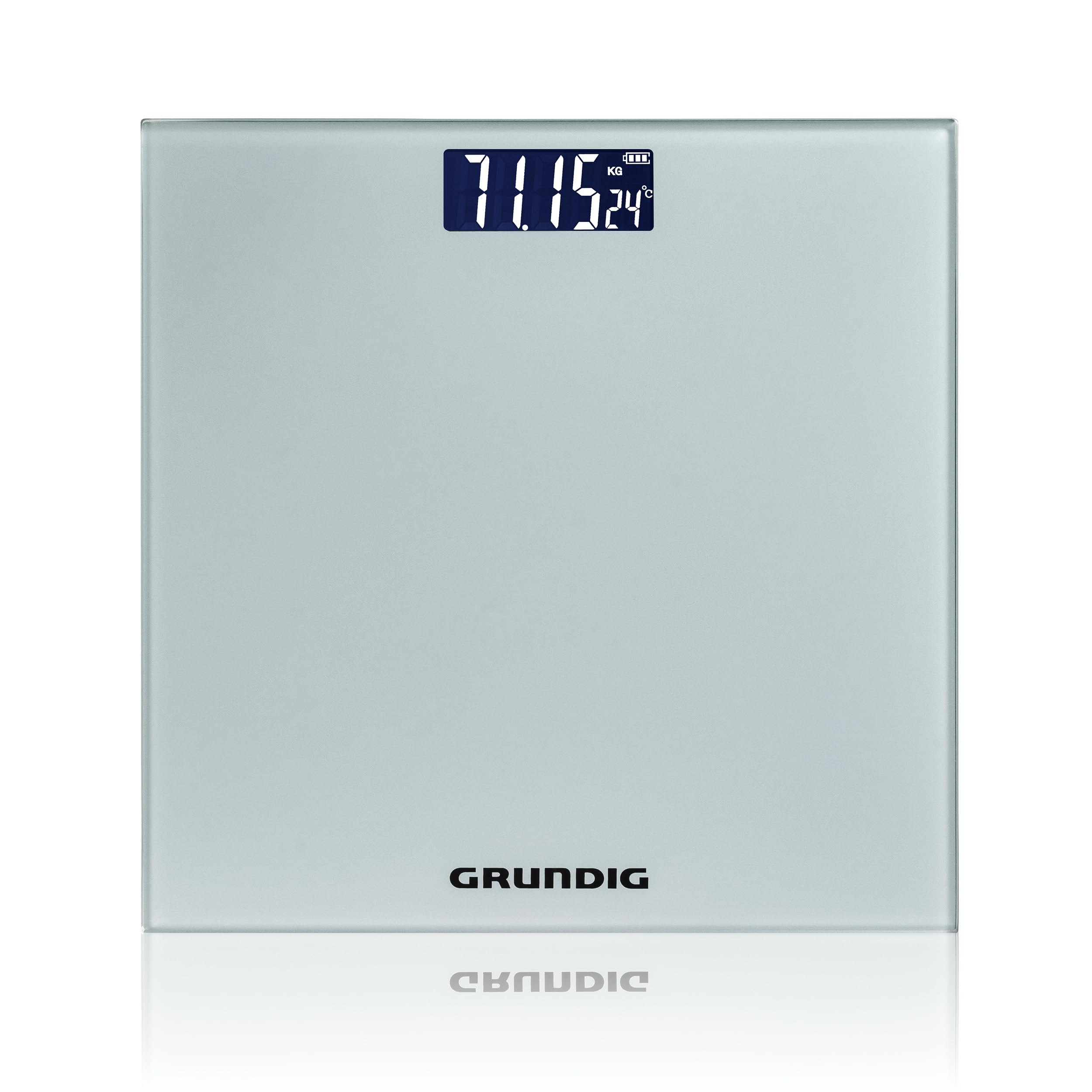 Grundig Digital Scale - Bathroom Scale up to 180kg - Scale for Body Weight Measures in kg/lb - Weight Scale up to 500gr Accurate - with Digital Display - Silver - Glass