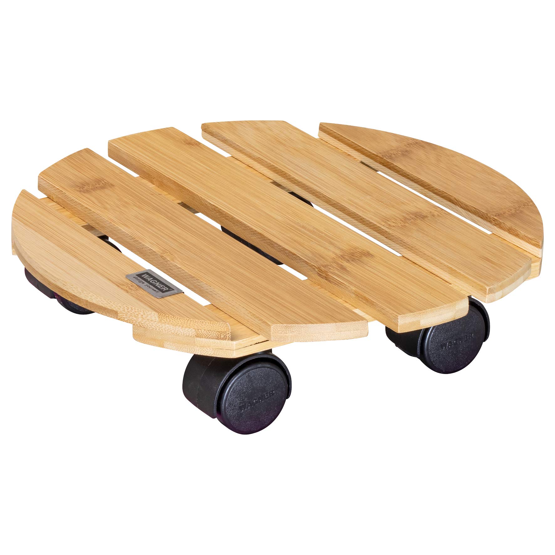 WAGNER Plant trolley BAMBOO Ø 29 x 7 cm | Plant trolley for indoor use, bright bamboo | Container trolley made of wood | Load capacity 100 kg - 20026701