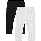 U·nikaka Toddler Baby Girls Pants Ribbed Infant Pants Leggings Toddler Baby Girl Bottoms Leggings 2 Packs