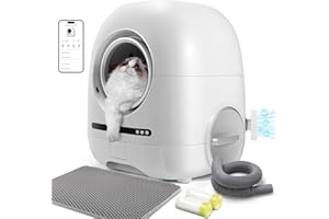 Tawom® Self Cleaning Cat Litter Box, Smart Automatic Cat Litter Box with Dual Smell Control/2.4 & 5GHz Dual-Band 1s Fast Link/90L Large Capacity/APP Control/Anti-Pinch for Multiple Cats