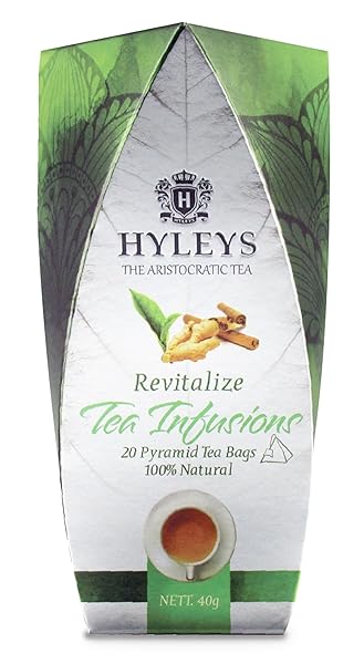 HYLEYS GREEN TEA WITH CARDAMOM BLACK PEPPER & CINNAMON (TEA INFUSIONS COLLECTION – REVITALIZE) – 20 TEA BAGS