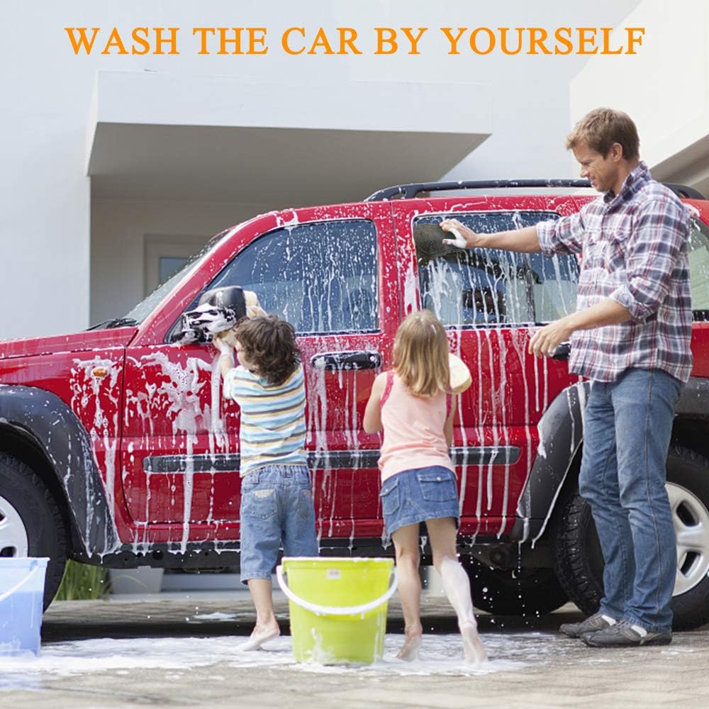 Hhobake 11Pcs Car Cleaning Tools Kit Car Wash Tools Kit for Detailing Interiors Premium Microfiber Cleaning Cloth Car Wash Sponges Tire Brush Window Water Blade and Snow Shovel: Automotive