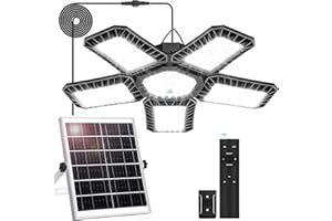 AQONSIE Solar Shed Light Indoor Outdoor, Upgrade Large 267LED Solar Powered Motion Sensor Pendant Light Works Day & Night, Solar Indoor Light with 2 Lighting Modes + Timer & Remote for Shed Gazebo Garage Barn