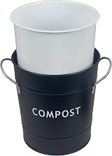 Easy Shopping Metal Kitchen Compost Bin Black with Plastic Inner Indoor Outdoor view 3