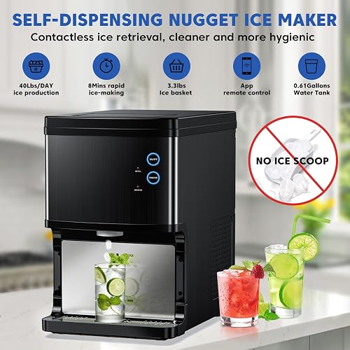 thumbnail image 2 of Costway Countertop Ice Maker – 40Lbs/24H, Self-Cleaning, Portable – Silver Stainless Steel, 21Lbs – Includes Basket & Scoop 2 of 4