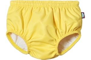 CITY THREADS Made in USA Baby Girls and Boys Swim Diaper Cover Reusable Leakproof for Swimming Pool Lessons Beach, Yellow, 3-6 Months