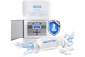 CHLORWORKS Salt Chlorine Generator for Swimming Pool – up to 40,000 Gallon Inground Salt Pool, Salt Water Pool Chlorinator System, Easy Program, 110V/220V, 1.5" & 2''Connection