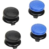 Amazon Basics PlayStation 4/5 Controller Thumb Grips - 4-Pack, Black and Blue