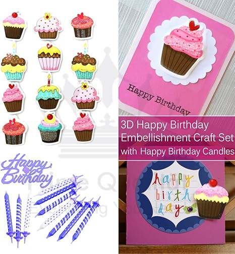 Happy Birthday Cake Table Decoration Kit Contains Fancy Blue