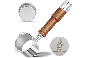 YMWVH 51mm Bottomless Portafilter 3 Ears for De'Longhi La Specialista Coffee Espresso Machine EC9335 9155 9355 9665,100% Cup Stainless Steel Filter Basket and Puck Screen, Walnut Handle