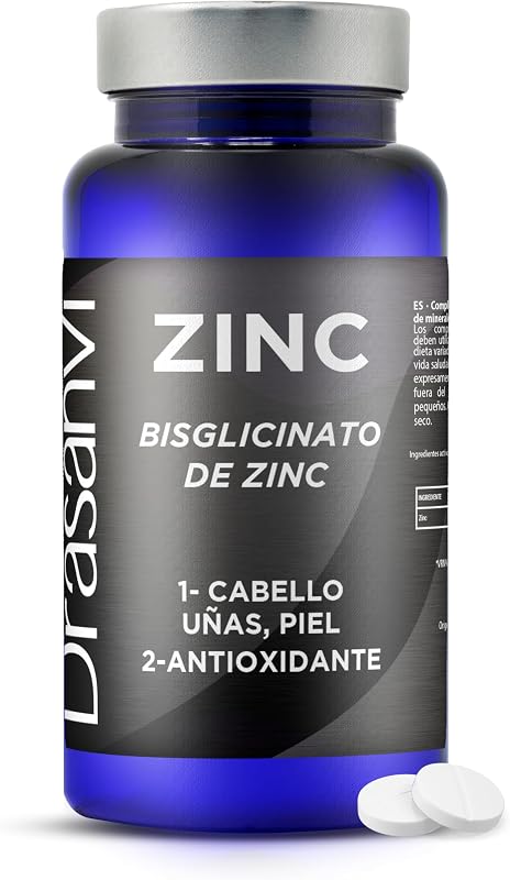 DRASANVI BISGLICINATO DE ZINCO | Alta biodisponibilidade 550 mg | Suplemento de zinco | Sistema Imunitário & Descanso| Antioxidante e Equilíbrio Hormonal | 90 comprimidos = 90 dias