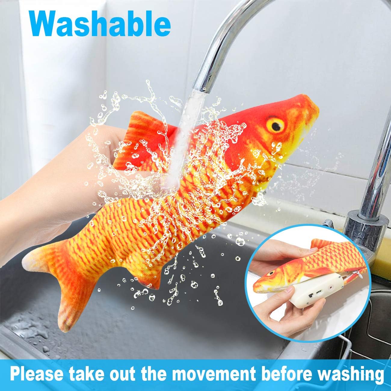 Malier 2 Pack Electric Fish Cat Toy, Realistic Plush Moving Wagging Fish Cat Toys Simulation Interactive Cat Kitten Toys for Indoor Cats Pets Kitten, Perfect for Biting, Chew and Kick (Blue + Red) : Pet Supplies