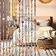 Osunnus Colorful Boho Bamboo Beaded Curtain 35.5 x 75 Inches 38 Strands Handmade Hanging Wooden Door Beads Hippie Curtains Room Divider for Doorway Window Home Decor, Rainbow