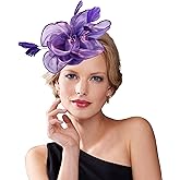 Dodheah Fascinators Hat for Women Tea Party Derby Hats Pillbox Hat Flower Feathers Wedding Headwear with Headband Hair Clip