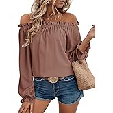 EVALESS Womens Tops Off The Shoulder Blouses for Women Dressy Casual Cute Puff Sleeve T Shirts Fashion 2026