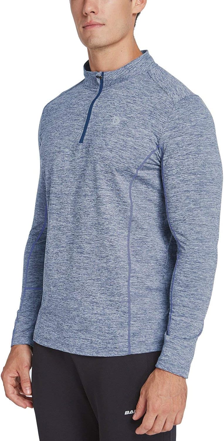 BALEAF Men's 1/4 Zip Pullover Running Shirts Long Sleeved Tops Side/Back Pocketed: Clothing