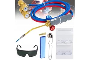 Oxygen Propane Torch Kit Compatible with Oxygen/Propane/MAPP/MAP-Pro Gas,Includes Pressure Meter,Sparker,Hoses,Regulators & B