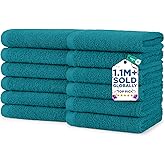 DAN RIVER 12 Pack Wash Cloths for Showering [12x12] - 100% Cotton Washcloths Premium Quality Flannel Face Cloths for Bathroom, Highly Absorbent and Soft Feel Wash Clothes, Teal