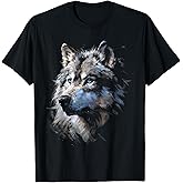 Alpha Wolf Shirt Fantasy Art Graphic Blue Eyes Wolf Lovers T-Shirt