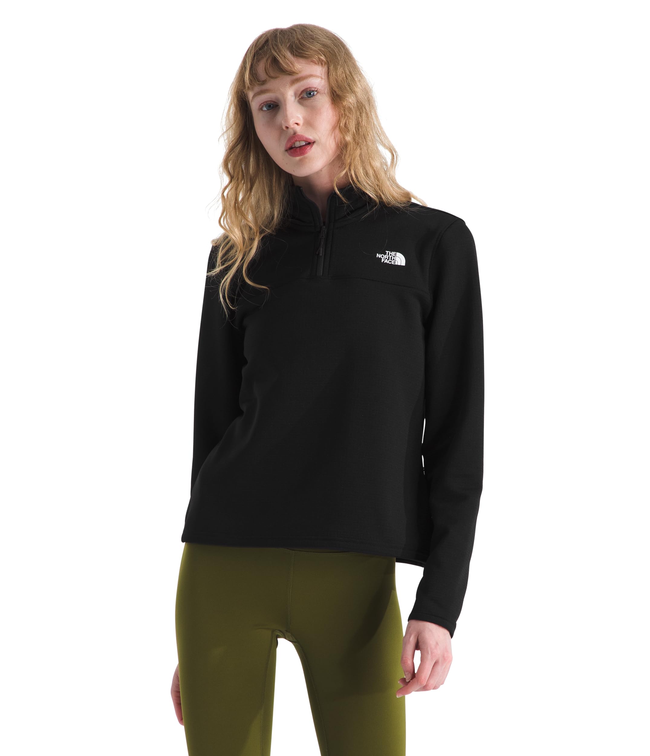 The North Face Women’s Cedar Trail Grid Fleece Quarter Zip Jacket – Soft Fleece Jacket, Stretch Fabric on Collar & Cuffs, TNF Black, Medium