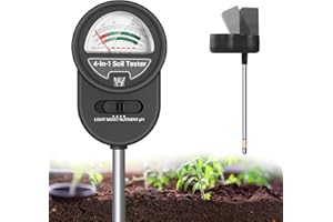 MIOGREN Soil Moisture Meter 4-in-1 Soil Ph Meter Water Monitor Soil Moisture/Light/Nutrients/pH Meter for Gardening Lawn Farming Indoor & Outdoor Promote Plants Healthy Growth No Batteries Required (Black)