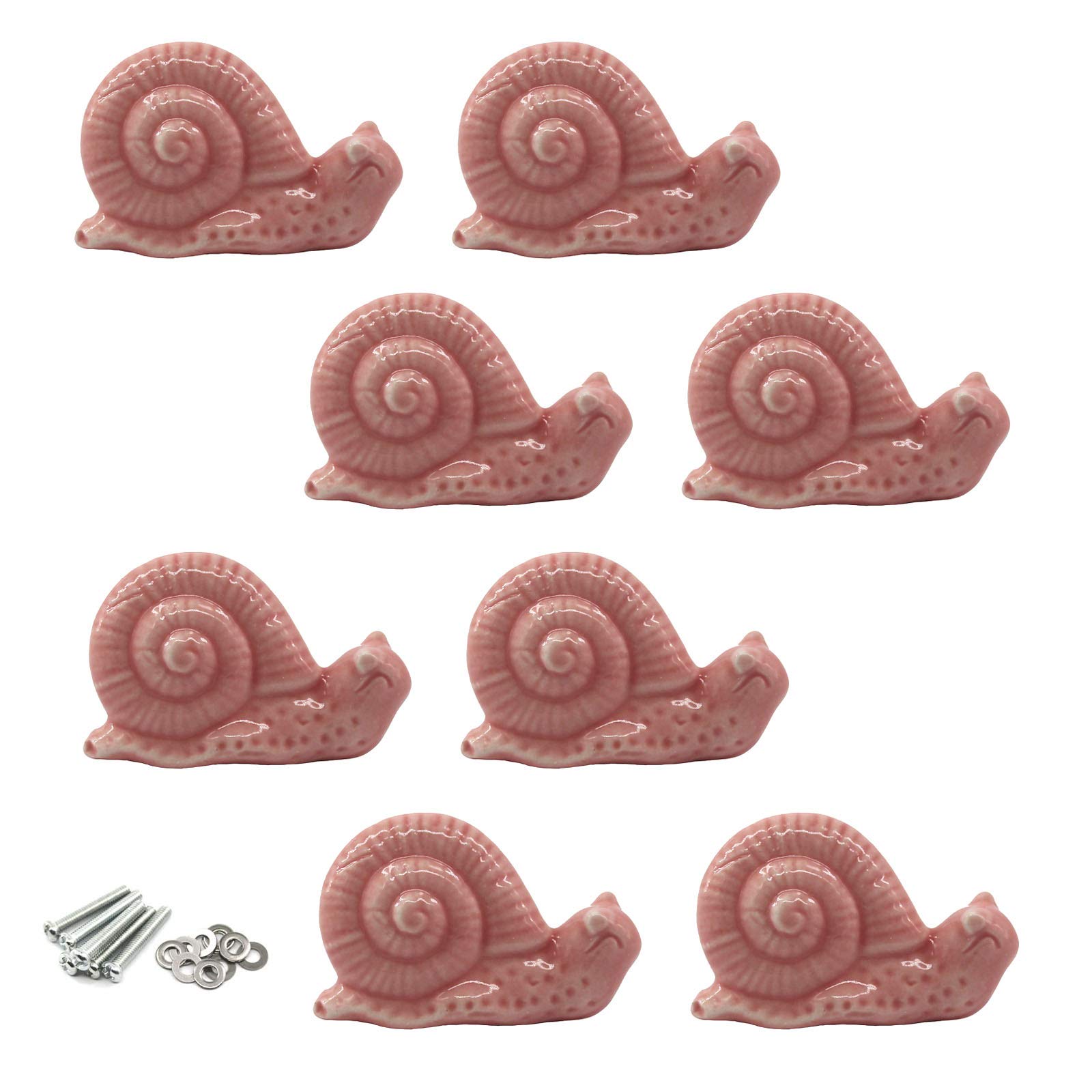 Zerniple Pink Ceramic Handle Pull Door knobs Cabinet Handles for Children's Room (8 Pieces)