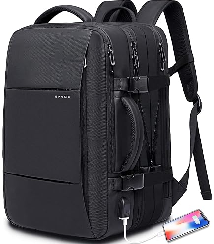 BANGE 45L Carry On Backpack, Weekender Travel Backpacks, 17.3 inch Laptop Back Pack Business Expandable Bag for Men and Women : Electronics