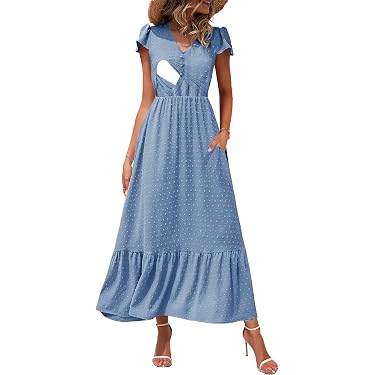 sachin and babi light blue dress Long Sleeve Maternity Nursing Dress: Elegant Soft Stretchy Fabric (S-2XL)