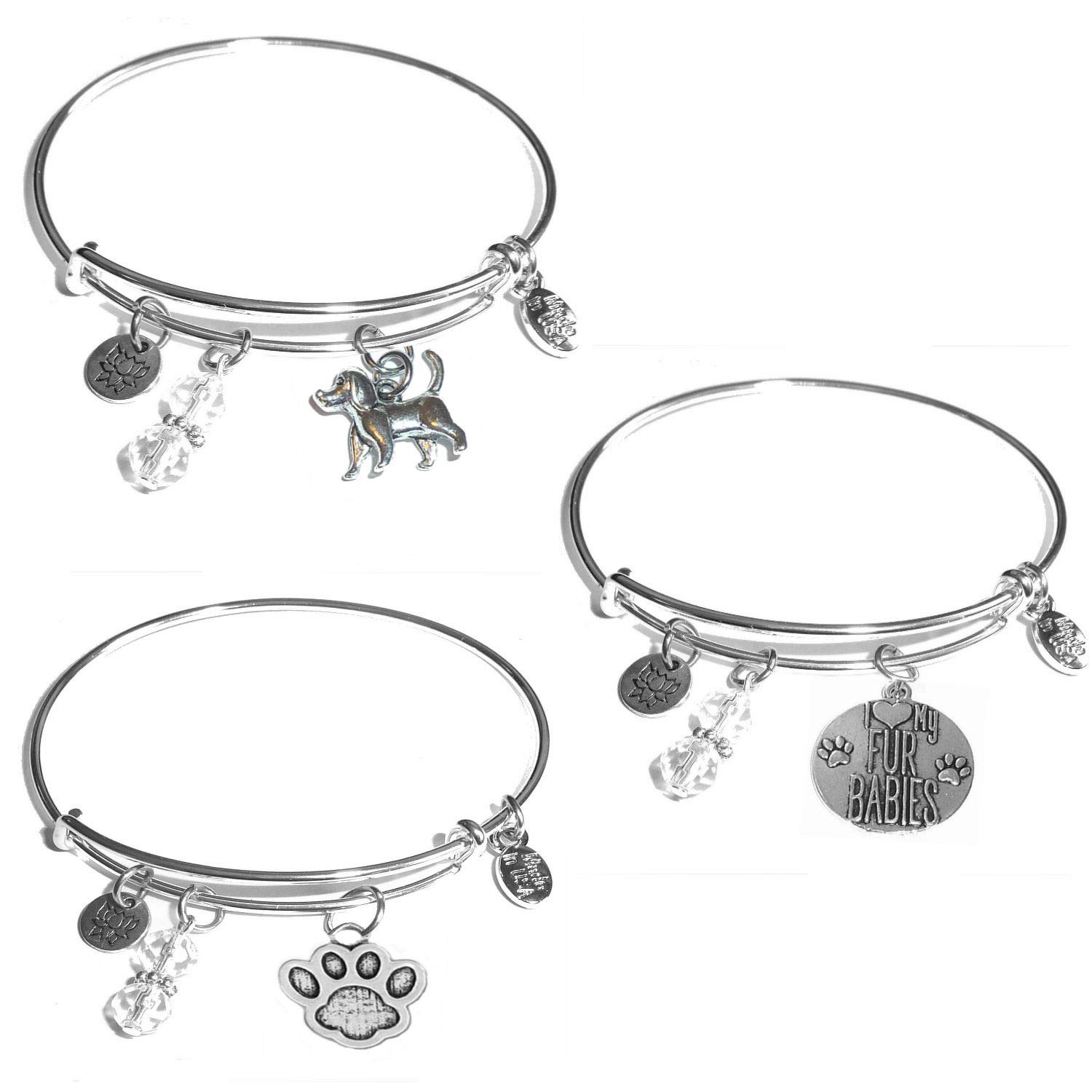 Hidden Hollow Beads Women's Made In USA Stainless Steel Message Charm Expandable Wire Bangle Bracelet, Popular, Stylish and Trendy, Expandable to fit most wrists, Stainless Steel