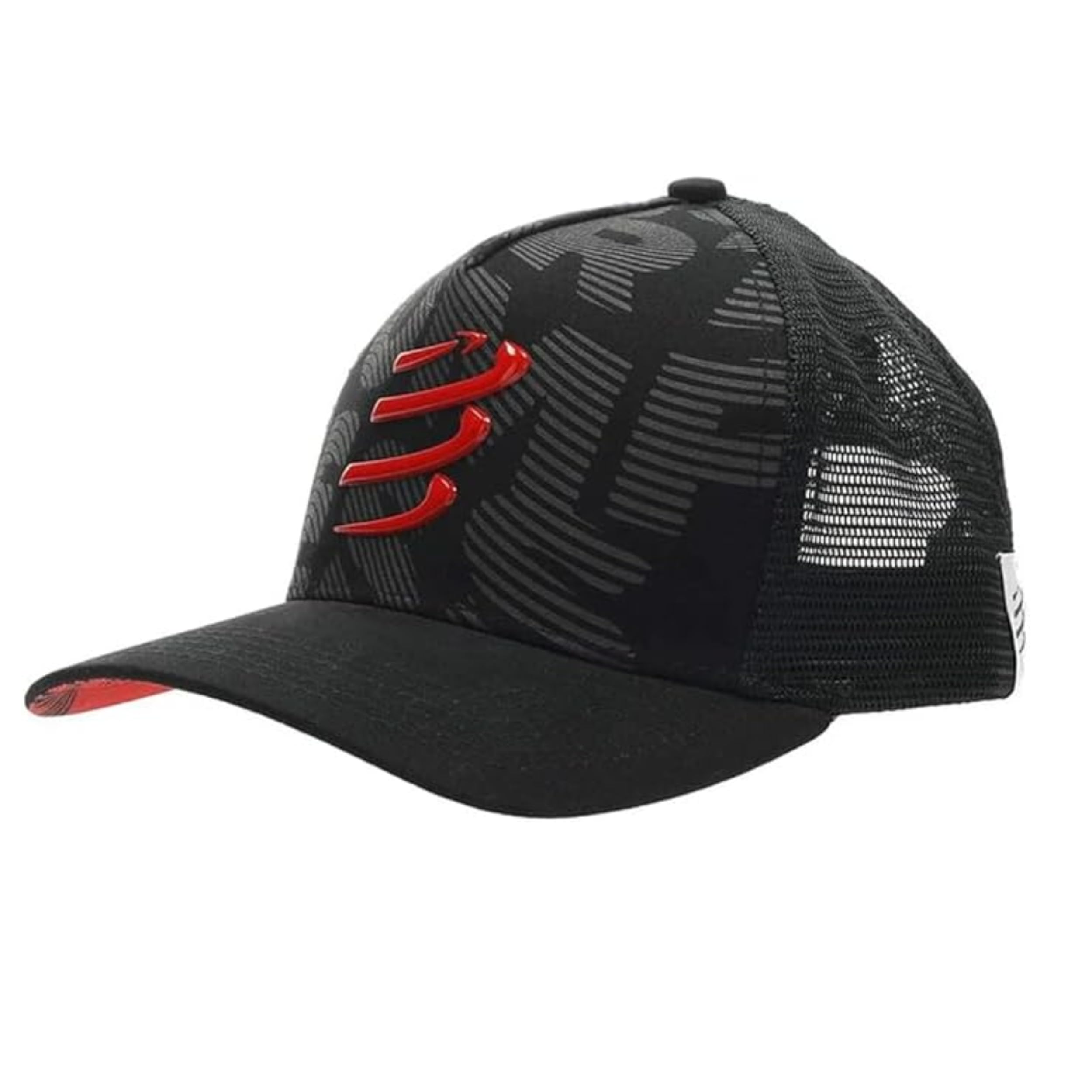 COMPRESSPORT Trucker Cap - Sun Protection - Beanie with mesh - Wide and Curved Visor - Adjustable - Before or After Training - One Size - Black