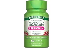 Nature's Truth Probiotics for Women | 5 Billion CFUs Daily | 40 Vegetarian Capsules | with Cranberry | Non-GMO & Gluten Free | No Refrigeration Needed