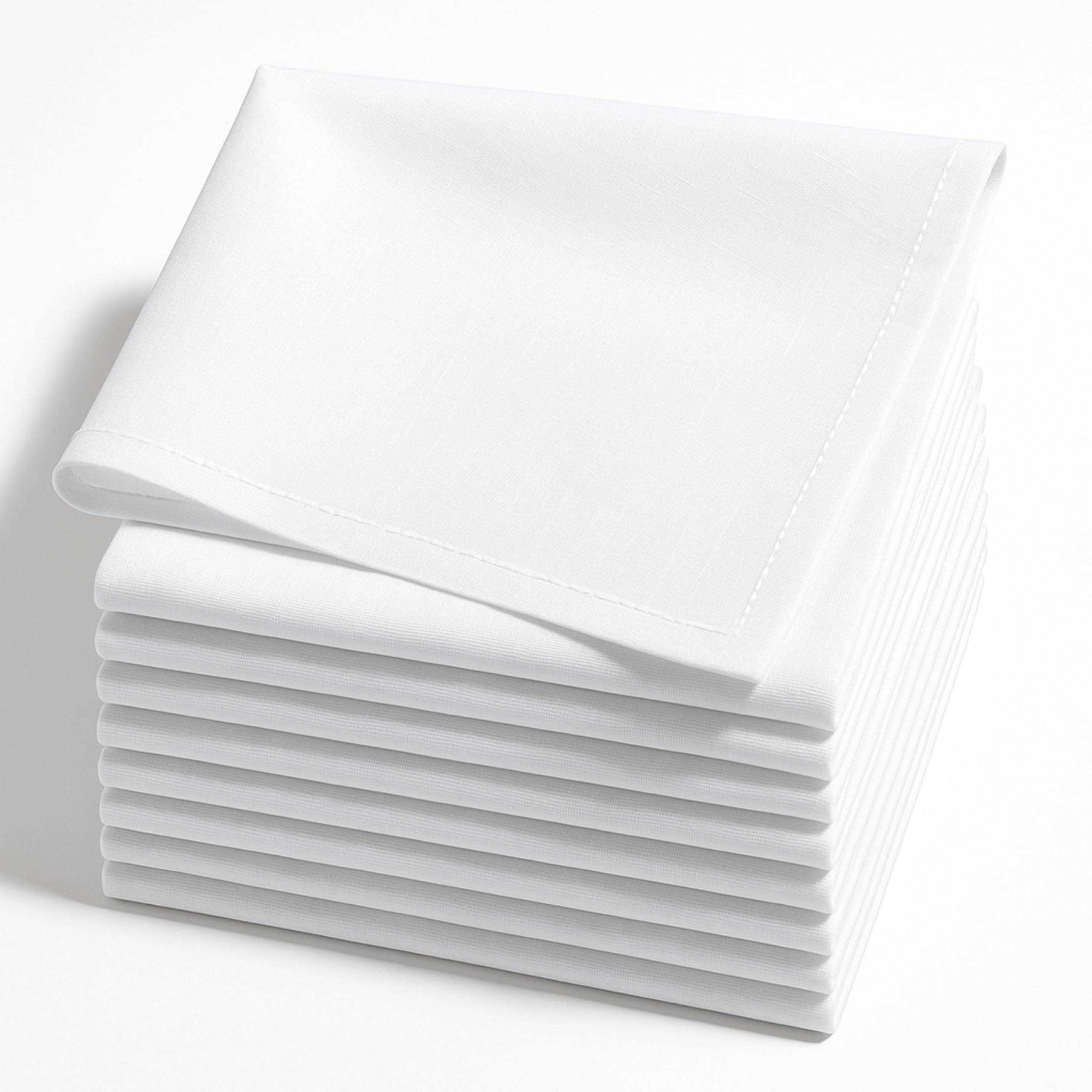 DUDU N GIRLIE! Cotton Men's Hemmed Stitched Handkerchiefs, Pack of 12, White