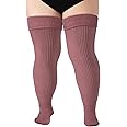 Tavaleu Plus Size Thigh High Socks for Thick Thighs - Womens Extra Long & Thick Over the Knee Knit High Socks Leg Warmers