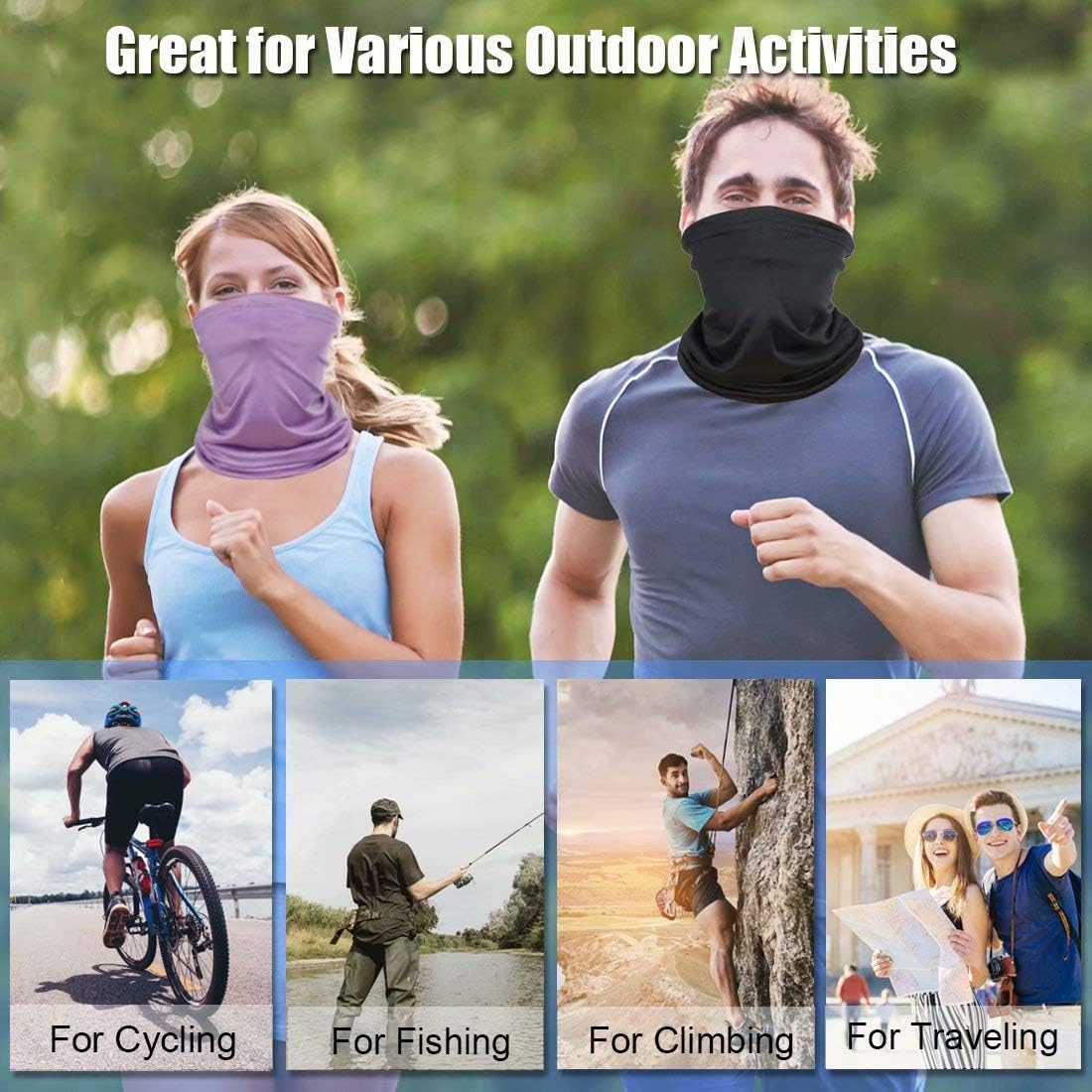 [6 Pack] Unisex Sun UV Protection Face Bandana, Reusable Washable Fabric Cloth Half Mask Scarf for Cycling Motorcycle Hiking, Breathable Neck Gaiter Balaclava Headwear for Men Women-4 at  Men’s Clothing store