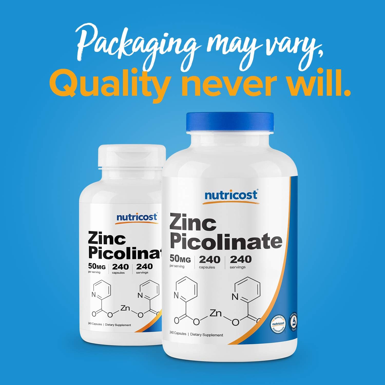 Nutricost Zinc Picolinate 50mg, 240 Veggie Capsules - Gluten Free and Non-GMO (240 Caps): Health & Personal Care