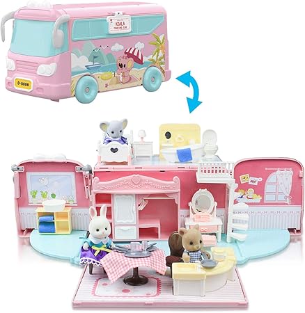 Amazon キャンピングカー おもちゃ くるま 人形 3体 クマ ウサギ コアラ 家具セット Diy 手作りキット 3dパズル キッチン 子供 プレゼント クリスマス 誕生日 知育玩具 入園 入学 出産祝い 贈り物 ハウス おもちゃ