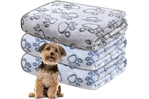 GORGELLY 1 Pack 3 Dog Blankets for Small Dogs, Soft Fleece Dog Blanket Fluffy Pet Blanket Warm Sleep Mat Cute Paw Print Puppy Cat Blanket, Flannel Throw for Washable Dog Bed, Blanket for Dogs, 23"X16"