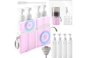 SESENSE 4-in-1 Travel Bottles for Toiletries, TSA Approved Travel Size Toiletries, Leak Proof Refillable Travel Size Shampoo and Conditioner Sets with Wall-Mountable Suction Cup, Pink