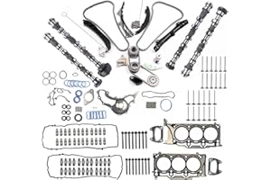 ZIDUASNEB 3.6L Engine Camshafts Rocker Arms Valve Lifters Kit Gasket Set Timing Chain Kit Fit For Jeep Chrysler 200/300 Challenger Charger Ram 1500 Wrangler Dodge Ram Pentastar V6 2011-2016 5184378AG 5184377AG